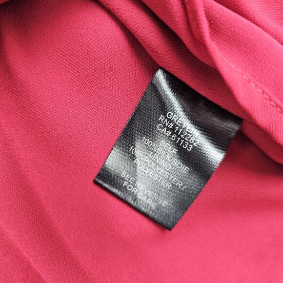 Greylin Dress Womens Medium Red Silk Wrap Ruffle Holiday Romantic Feminine Sheer - Picture 6 of 7